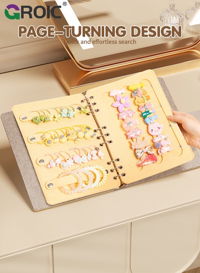 GROIC Hair Clip Organizer Book, Felt Hair Accessories Organizer with 2 Inner Pages, Large Capacity Travel Book-Style Holder for Hair Clips, Headbands, Barrettes, Foldable and convenient  Hairpin Holder - Image 5